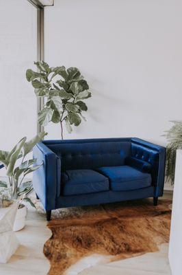 The blue couch! So comfy