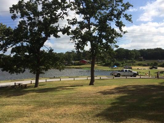 View of the boat ramp and swimming area from the store