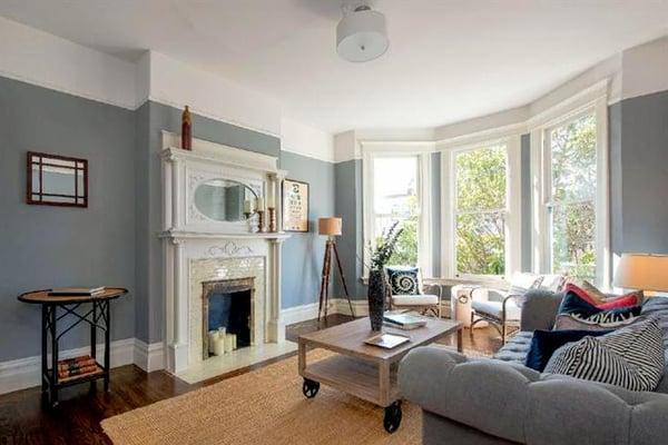 Living Room, Edwardian Condo, Noe Valley