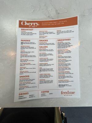 In store menu