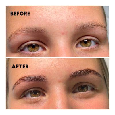 brow lamination, tint & shape