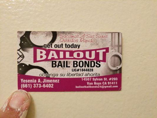 Bailout Bail Bonds business card