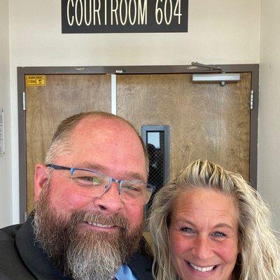 In court and making clients smile! Great to see the inside of the courthouse and people getting after justice.