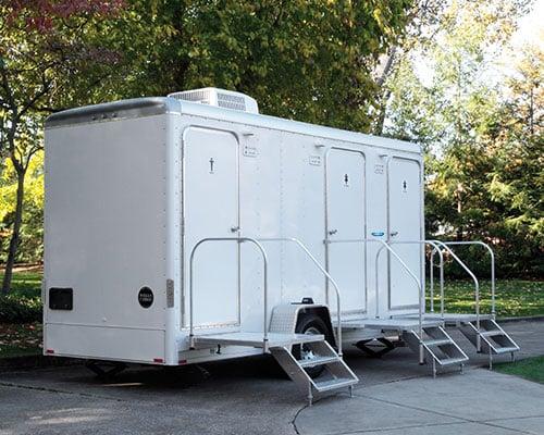 Elite 3 Luxury Restroom Trailer Rental. A top choice for corporate outings!