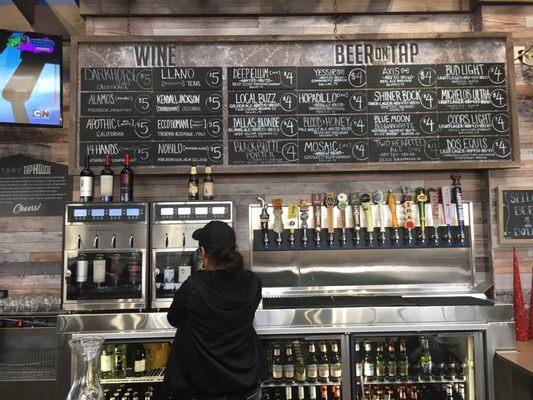 The most interesting & progressive feature for Lubbock! "The Tap House", you can sip beer or wine while you shop!