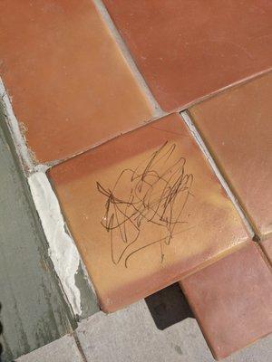 Billy brought his son to work with him, without asking, His son proceeded to mark up my tiles with indelible marker. Billy never cleaned it.