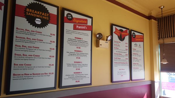 Menu boards for Joseph's Deli