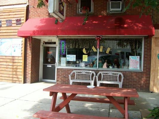 Our cafe. Look for the red awnings on main st!