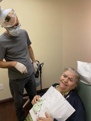 Vicken helping adjust my moms dentures, he was so wonderful and patient.  Thank you