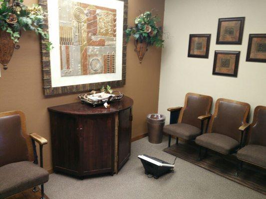 A small reception area because we almost always are running ahead of schedule. No waiting!