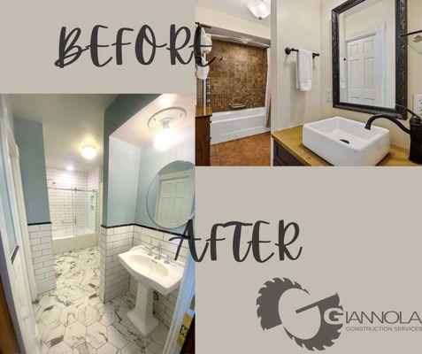 This client took their bathroom remodel from a warm tone to a cool tone.