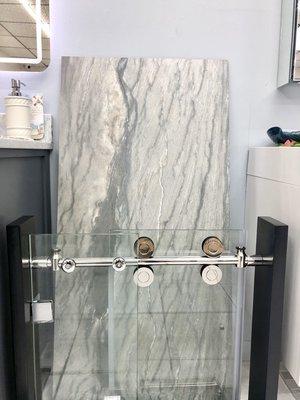 Frameless shower glass door