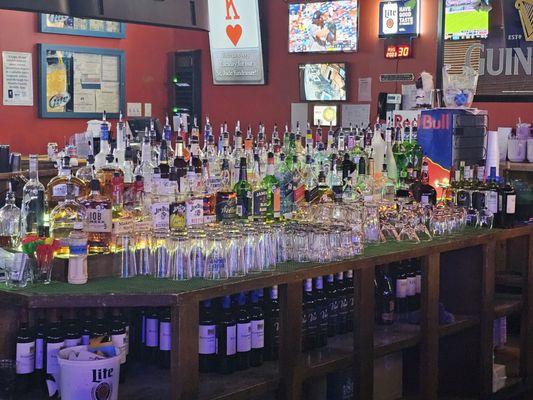 Timeout, tavern, alcohol display with all the good flavors of everything you could ever want.