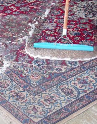 We hand clean Persian and Oriental rugs in our cleaning factory.