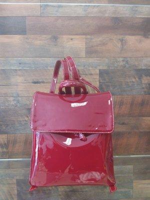 Red patent leather back pack