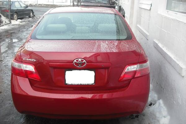 2009 Toyota Camry rear end hit. After.