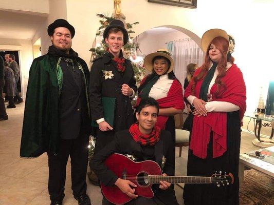 One of the few instances where the Director (bottom) joined a quartet as an additional singer/instrumentalist. San Clemente Christmas Party