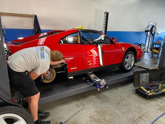 Dent repair on a classic Ferrari