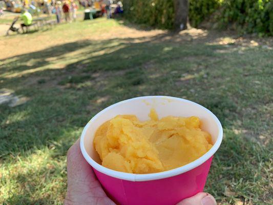 Mango sorbet nice for a warm day.