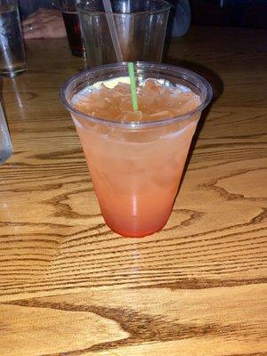 A pineapple upside down cake cocktail made by Kelly