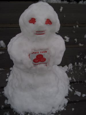 The State Farm Snow Man will help you file your claims!