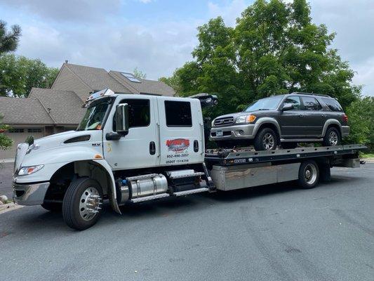 Today. This old truck doesn't even need this fancy towing but look at that!