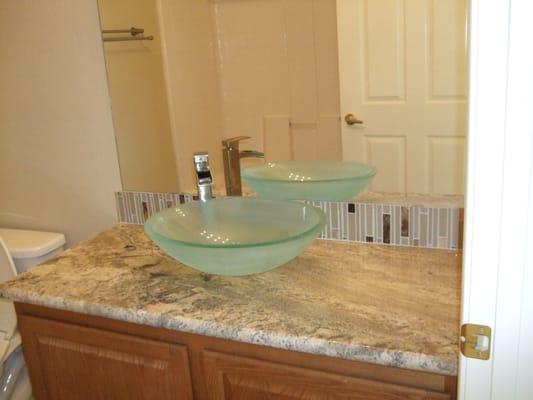 granite slab with vessel sink