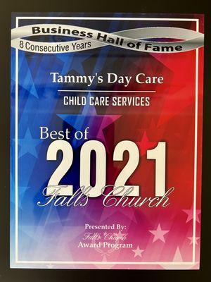 8 years consecutive, best of childcare services