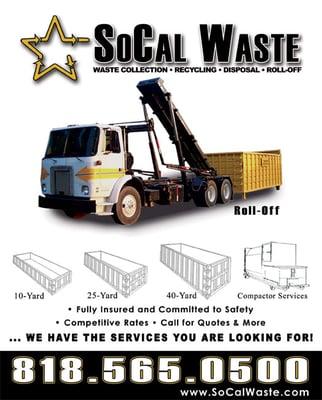 SoCal Waste Provides a variety of Roll-Off container sizes to fit your project needs.