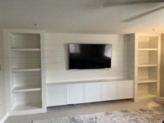 Custom built inn entertainment center.