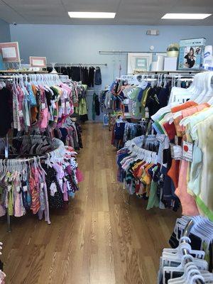 Clothing ranging from preemie to size 5T.