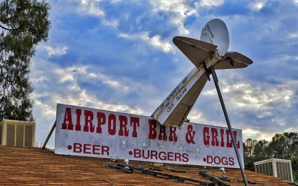 Look for the crashed plane on the sign