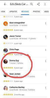 The owner's family member reviewing his dealership. Shady.