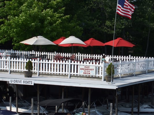 Enjoy your breakfast or lunch from our deck over the water!  Beer, wine, champagne now available!