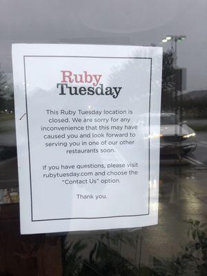 Ruby Tuesday closed another location!