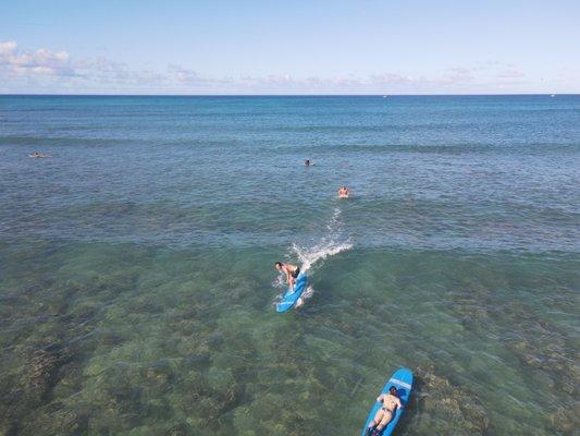 Beginner surfer in Waikiki