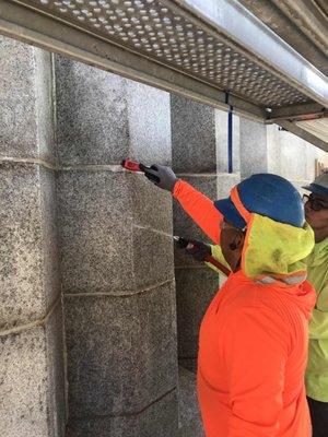 Masonry restoration to an iconic historic University bell tower.