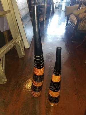 Pair of African vases hand carved imported from Ghana.