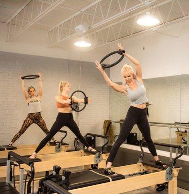 Pilates ring moves on the reformer