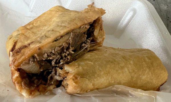 Deep Fried Cheesesteak is more like a chimichanga. While it was good, I think that I'll stick with the normal cheesesteak.