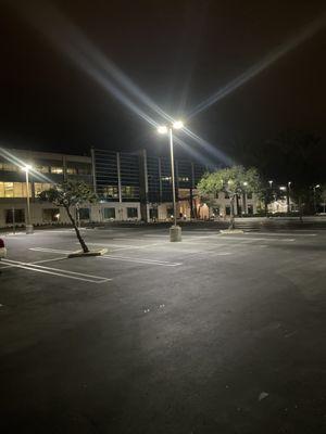 Parking lot and flagship building