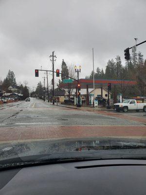 Corner of Richardson and East Main Street.  Has deli on site