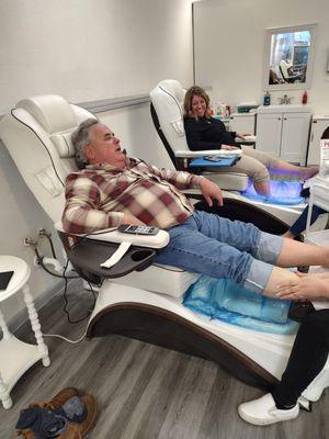 Husband and wife pedicures