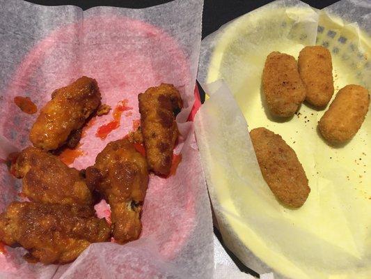 The wings are mostly breading and the jalapeño poppers have a really bad "artificial" flavor I can't put my finger on.