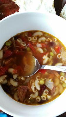 Minestrone soup with ham