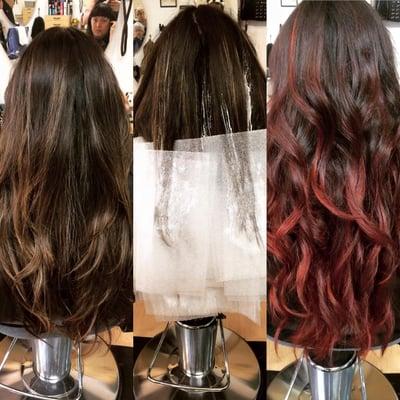 Red ombre done by Amber