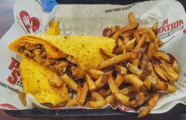 Chicken Teriyaki Wrap with Fries at Penn Station Troy