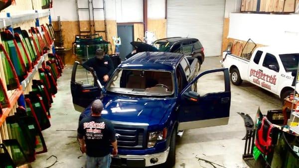 Windshield Replacement for Five Star Ford at the shop