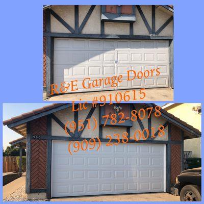 Before & after garage door replacement