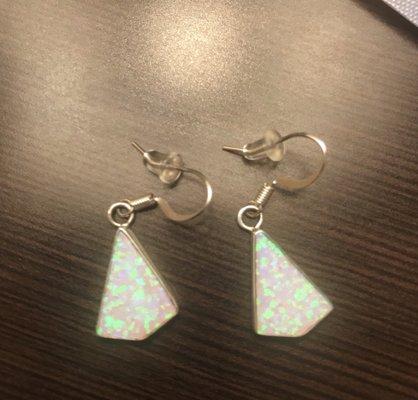 Man made opal earrings